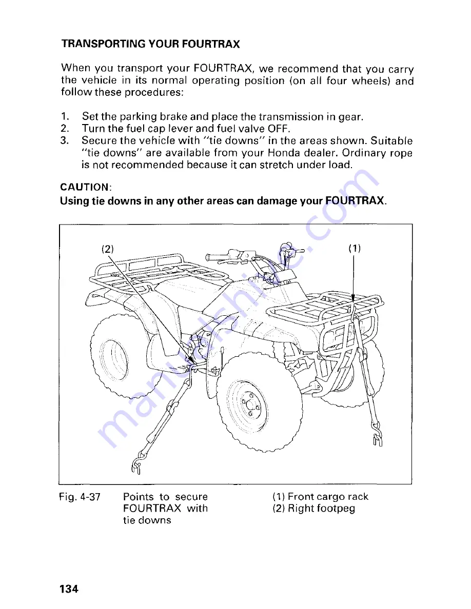 Honda 1997 TRX300 Fourtrax 300 Owner'S Manual Download Page 140