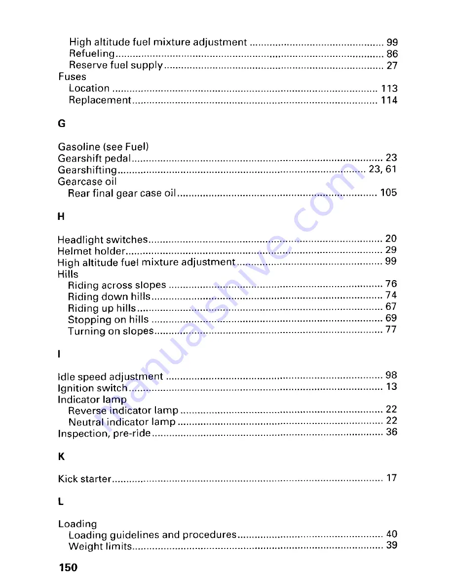 Honda 1997 TRX300 Fourtrax 300 Owner'S Manual Download Page 156