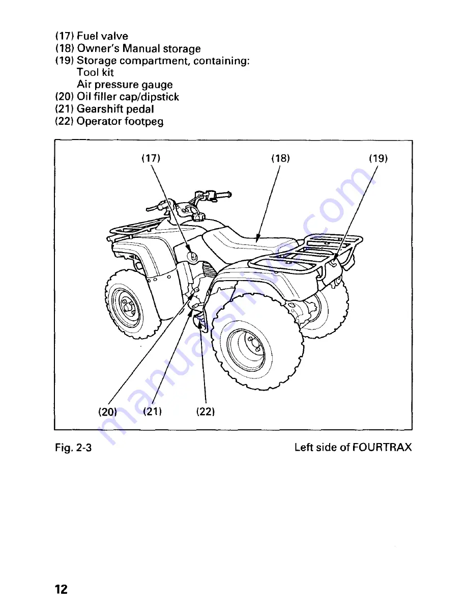 Honda 1999 FourTrax Recon TRX250 Скачать руководство пользователя страница 17