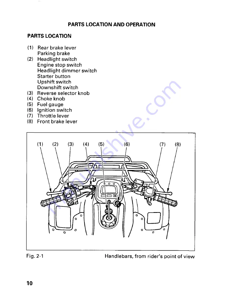 Honda 2000 TRX 350FE FourTrax Rancher 4x4 ES Owner'S Manual Download Page 14