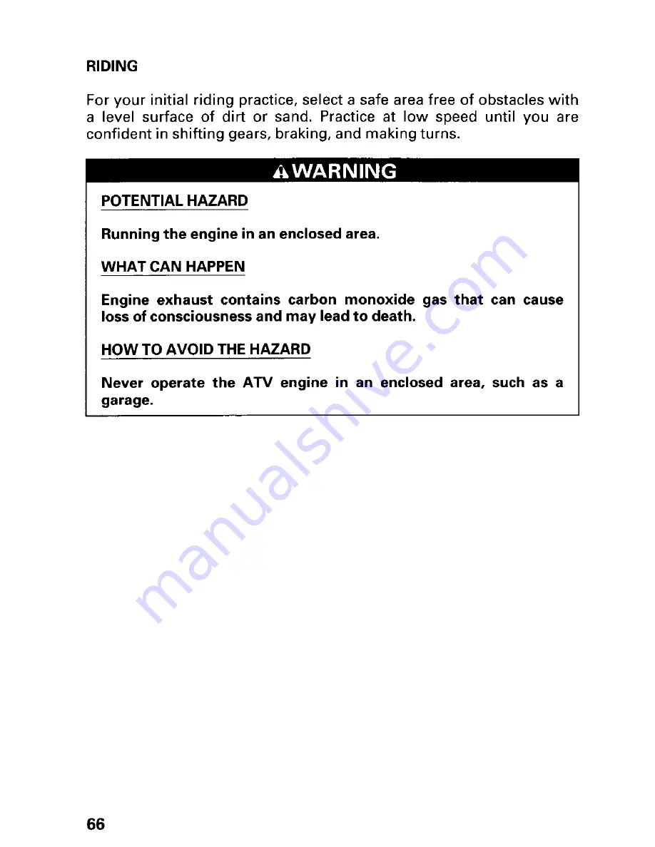 Honda 2000 TRX 350FE FourTrax Rancher 4x4 ES Owner'S Manual Download Page 70