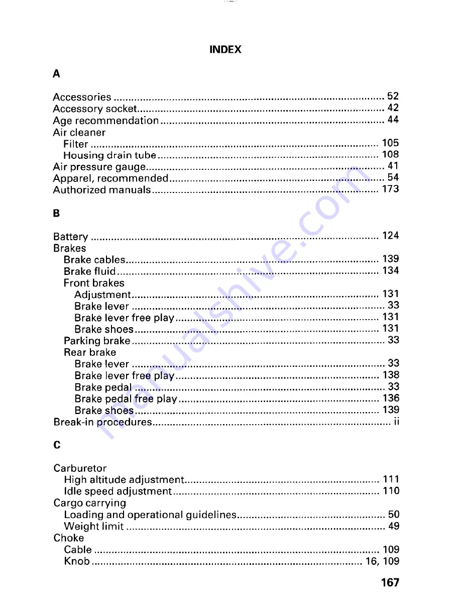 Honda 2000 TRX 350FE FourTrax Rancher 4x4 ES Owner'S Manual Download Page 171