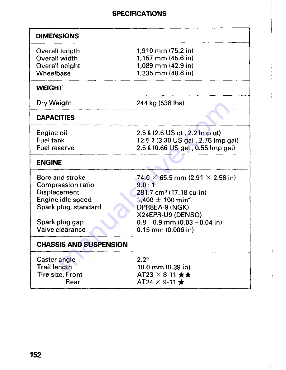 Honda 2000 TRX300FW Owner'S Manual Download Page 157