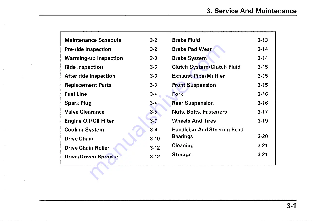 Honda 2000-VTR1000 SP1 Owner'S Manual Download Page 38