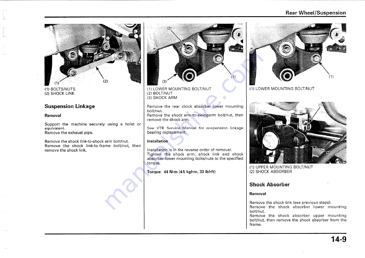 Honda 2000-VTR1000 SP1 Owner'S Manual Download Page 170