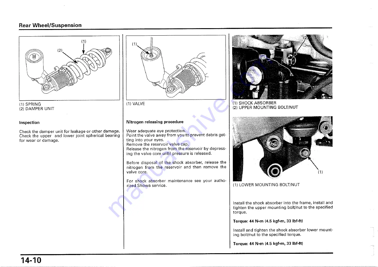 Honda 2000-VTR1000 SP1 Owner'S Manual Download Page 171