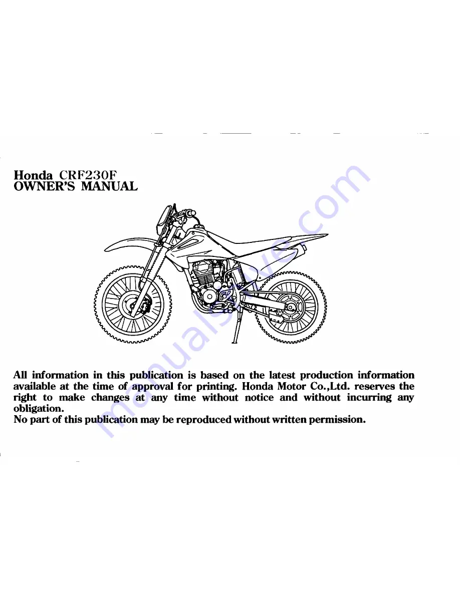 Honda 2002 CRF230F Owner'S Manual Download Page 3