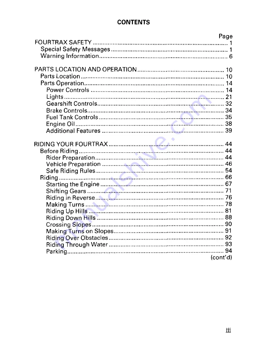 Honda 2002 TRX350FE Fourtrax 350 4x4 ES Owner'S Manual Download Page 5