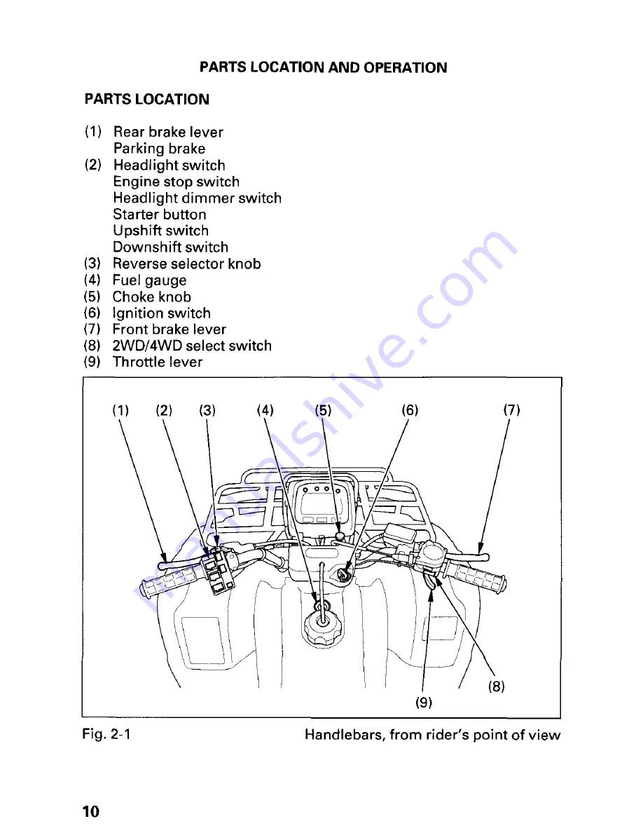 Honda 2002 TRX450FE Fourtrax Foreman FE Owner'S Manual Download Page 16