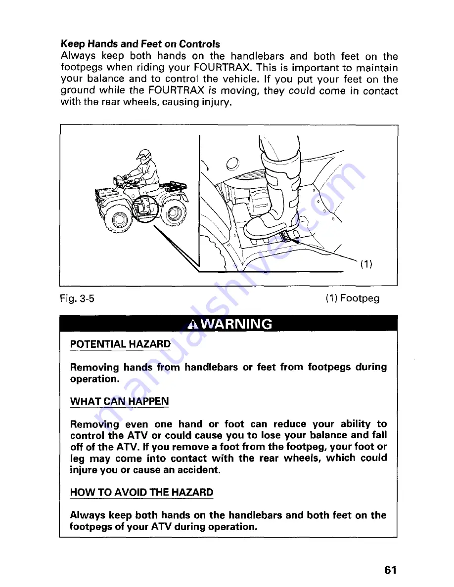 Honda 2002 TRX450FE Fourtrax Foreman FE Owner'S Manual Download Page 67