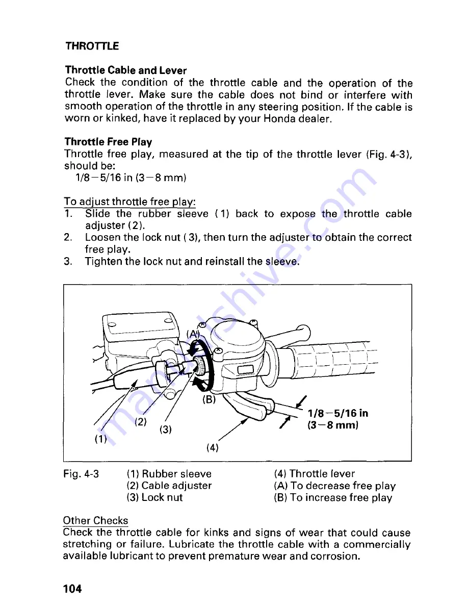 Honda 2002 TRX450FE Fourtrax Foreman FE Owner'S Manual Download Page 110