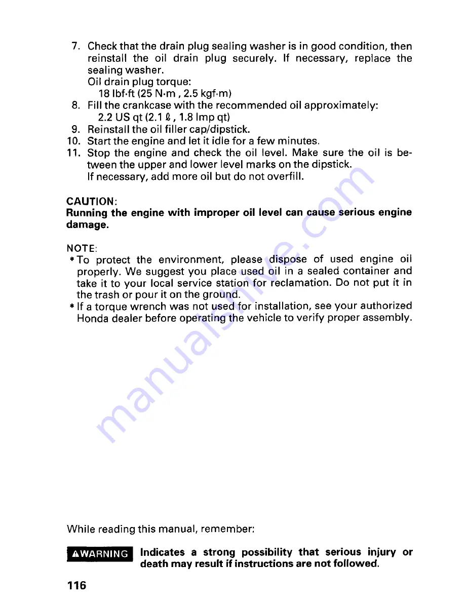 Honda 2002 TRX450FE Fourtrax Foreman FE Owner'S Manual Download Page 122