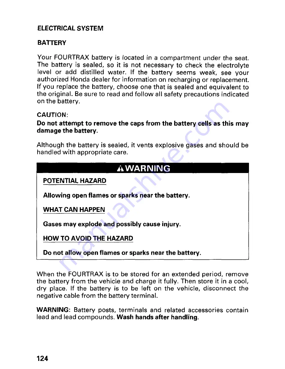 Honda 2002 TRX450FE Fourtrax Foreman FE Owner'S Manual Download Page 130