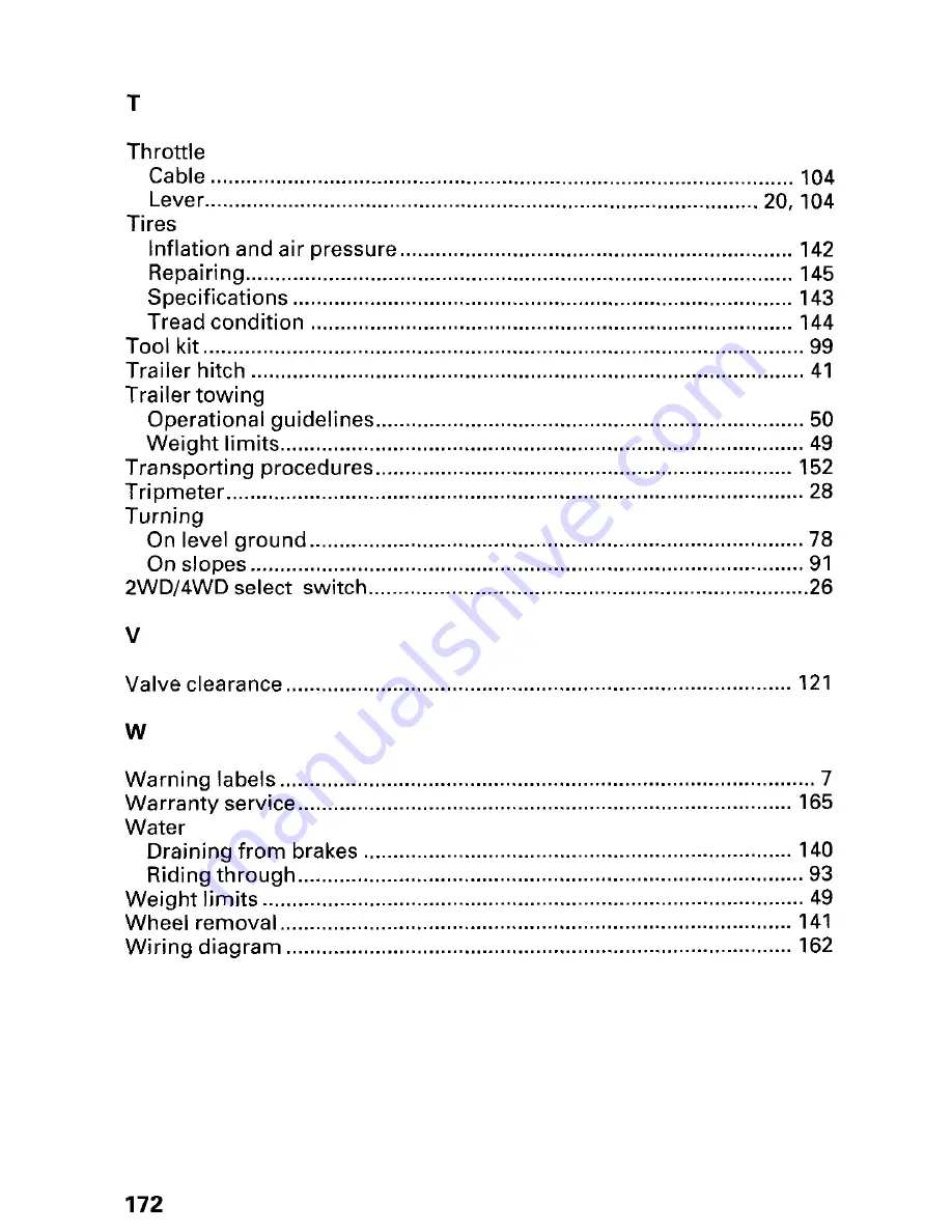 Honda 2002 TRX450FE Fourtrax Foreman FE Owner'S Manual Download Page 178