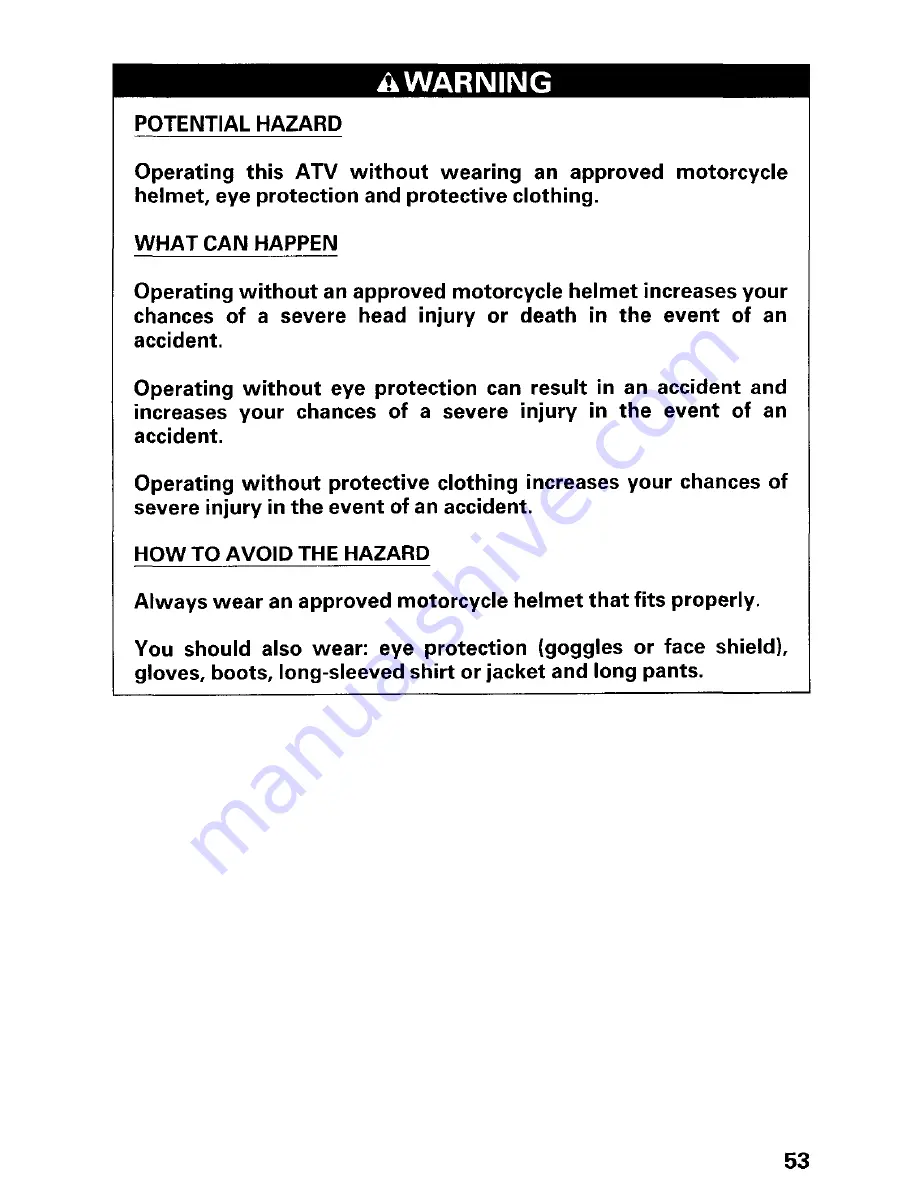 Honda 2002 TRX450FM FourTrax Foreman FM Owner'S Manual Download Page 59