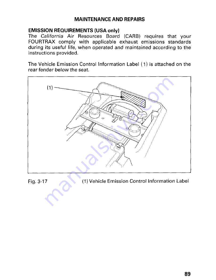 Honda 2002 TRX450FM FourTrax Foreman FM Owner'S Manual Download Page 95