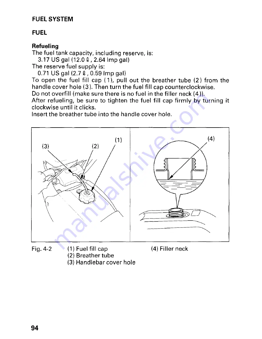 Honda 2002 TRX450FM FourTrax Foreman FM Owner'S Manual Download Page 100