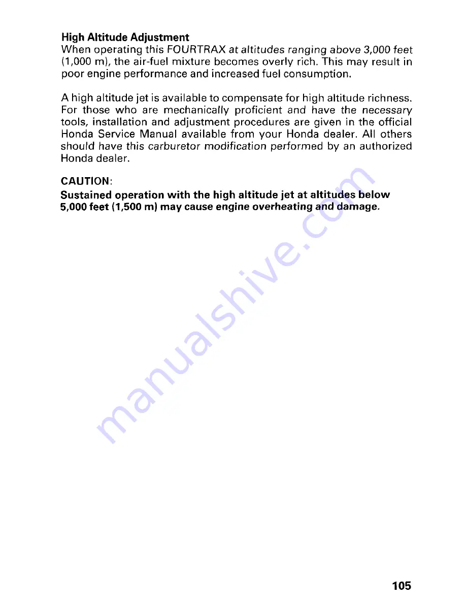 Honda 2002 TRX450FM FourTrax Foreman FM Owner'S Manual Download Page 111