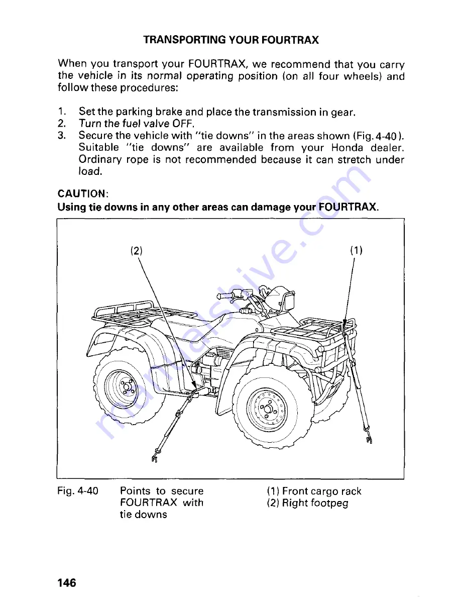 Honda 2002 TRX450FM FourTrax Foreman FM Owner'S Manual Download Page 152