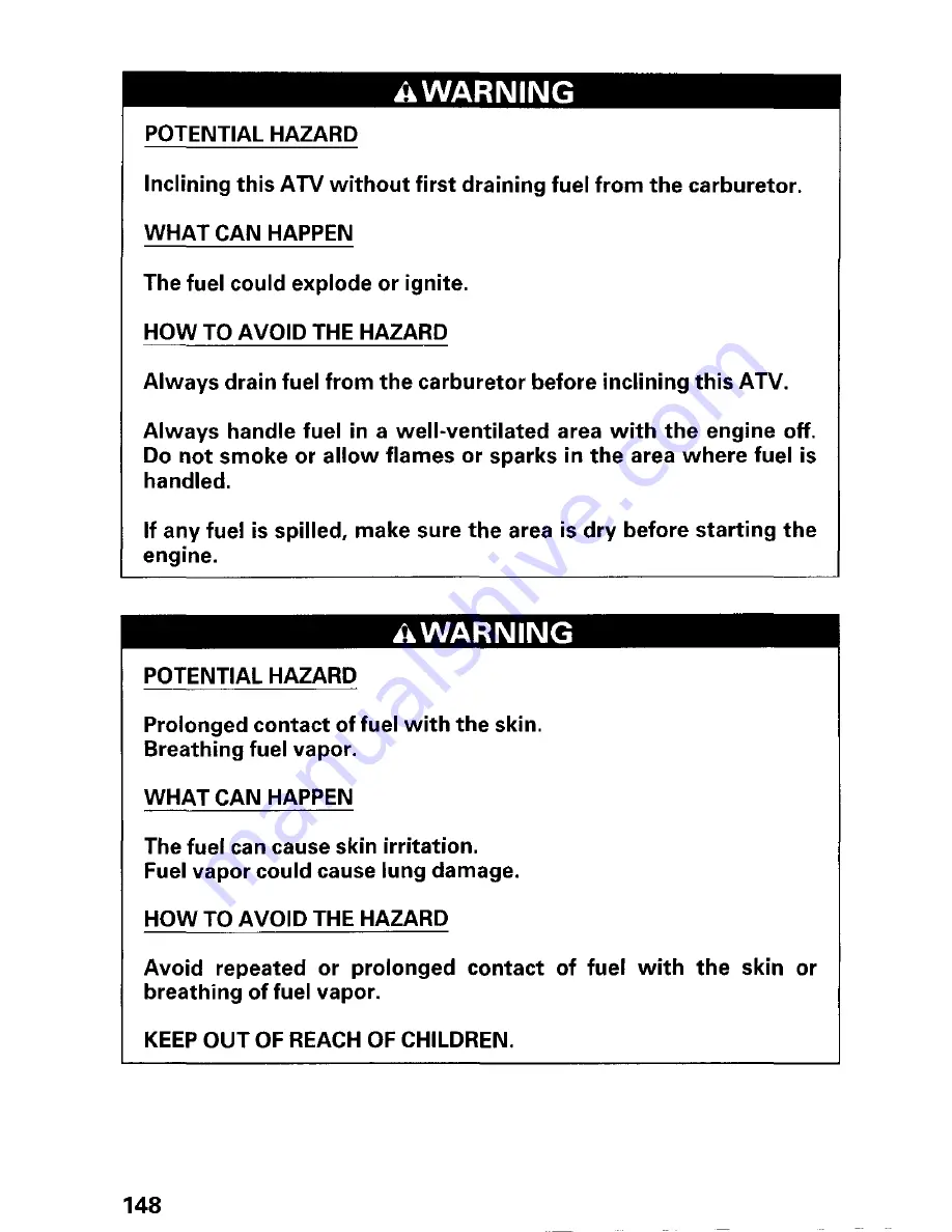 Honda 2002 TRX450FM FourTrax Foreman FM Owner'S Manual Download Page 154