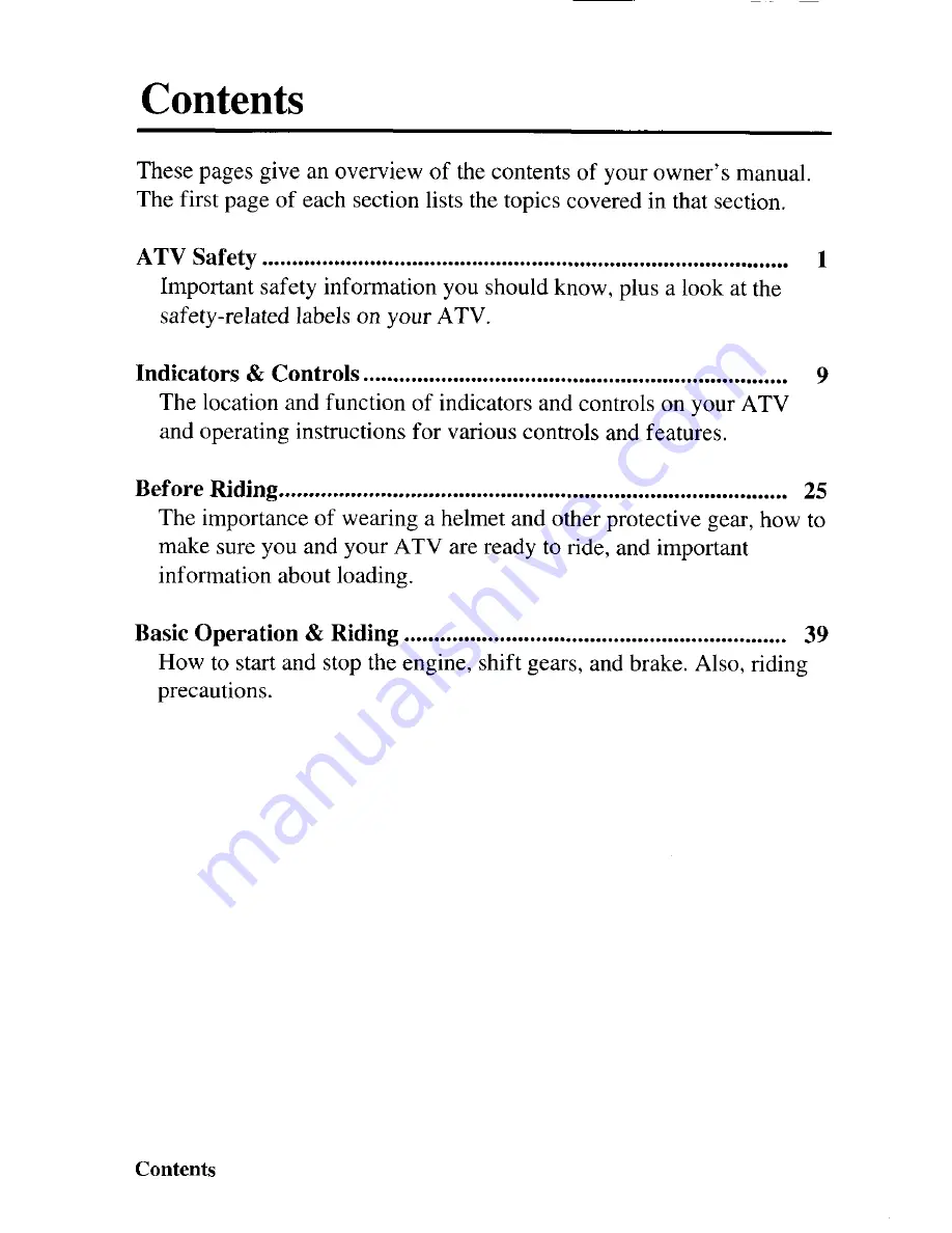 Honda 2003 TRX250EX Sportrax 250EX Owner'S Manual Download Page 6