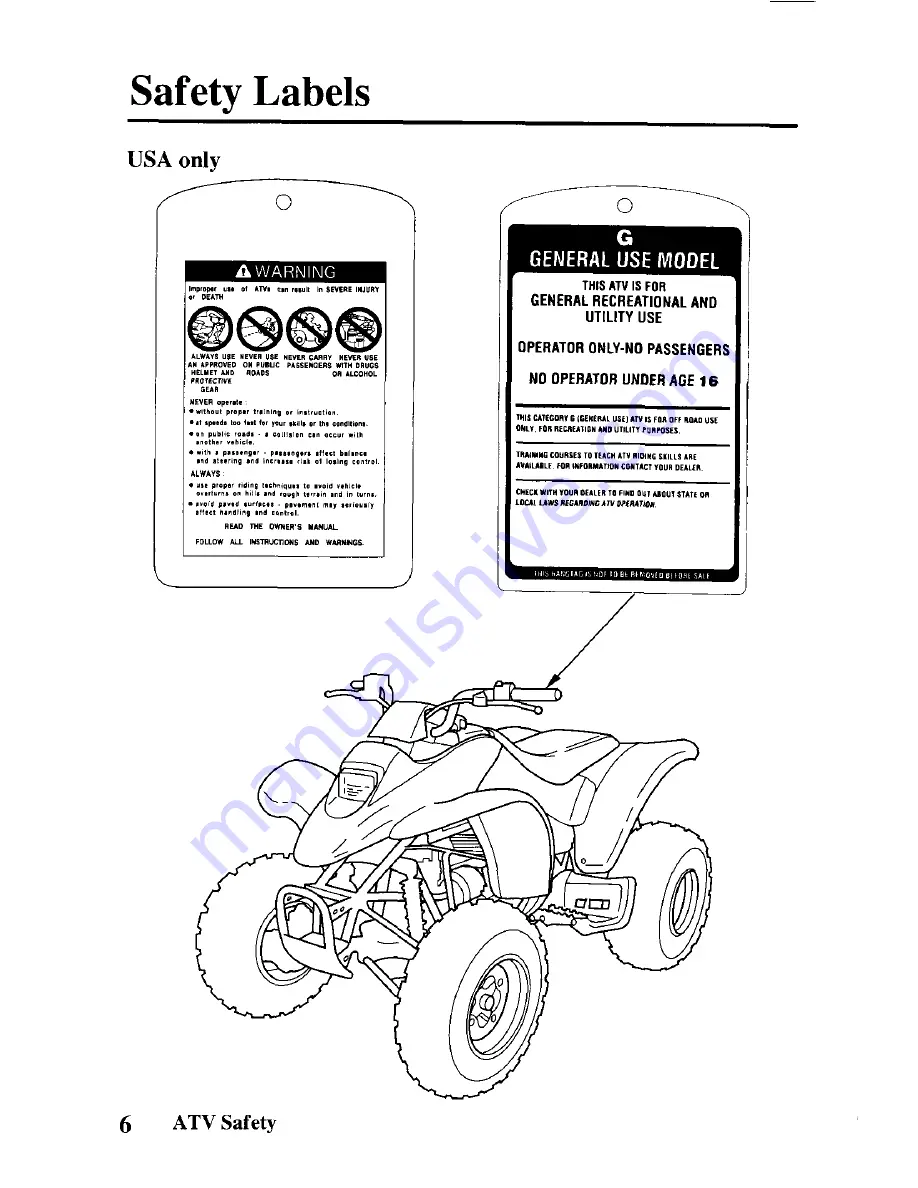 Honda 2003 TRX250EX Sportrax 250EX Owner'S Manual Download Page 14