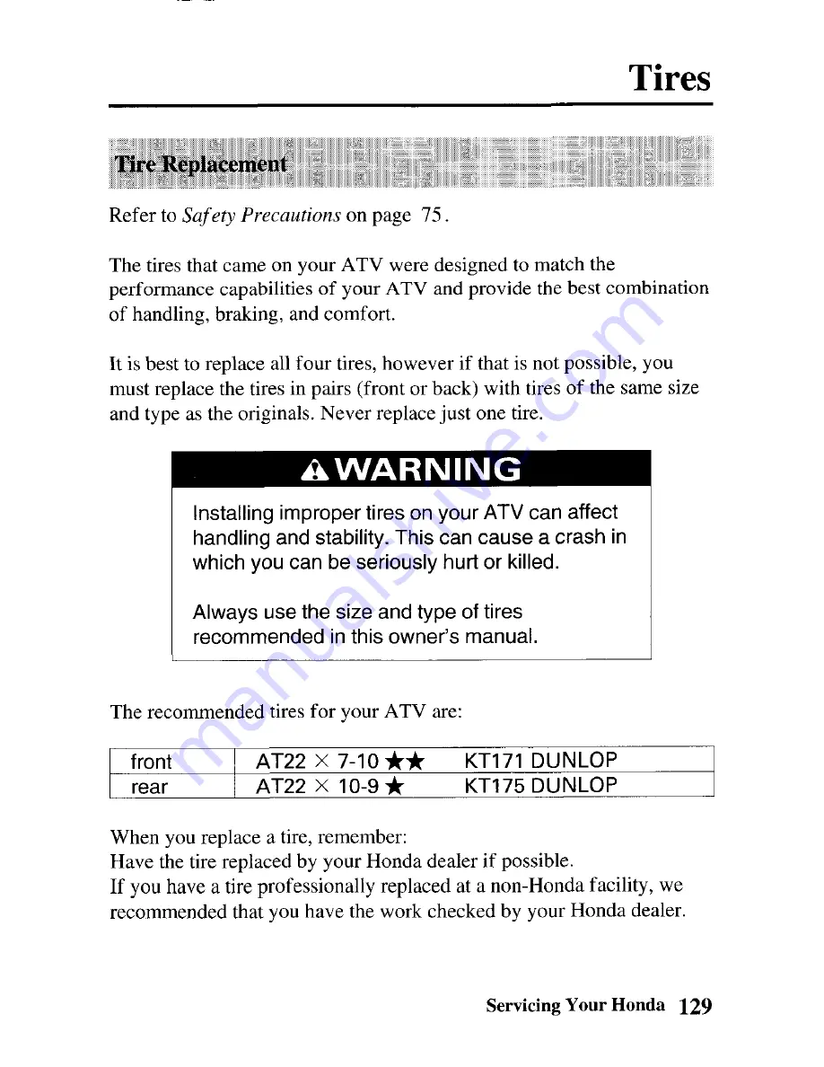 Honda 2003 TRX250EX Sportrax 250EX Owner'S Manual Download Page 137