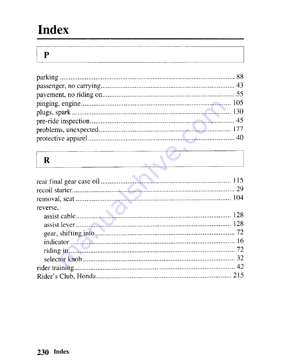 Honda 2003 TRX450FE Fourtrax Foreman FE Owner'S Manual Download Page 239