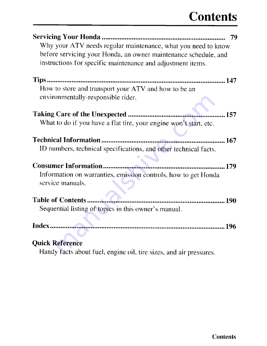 Honda 2003 TRX90 Sportrax 90 Owner'S Manual Download Page 9