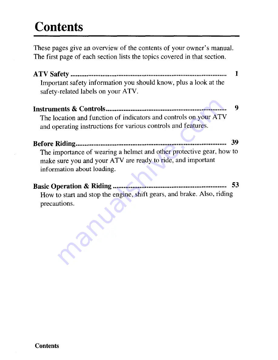 Honda 2004 TRX450FE Fourtrax Foreman FE Owner'S Manual Download Page 8