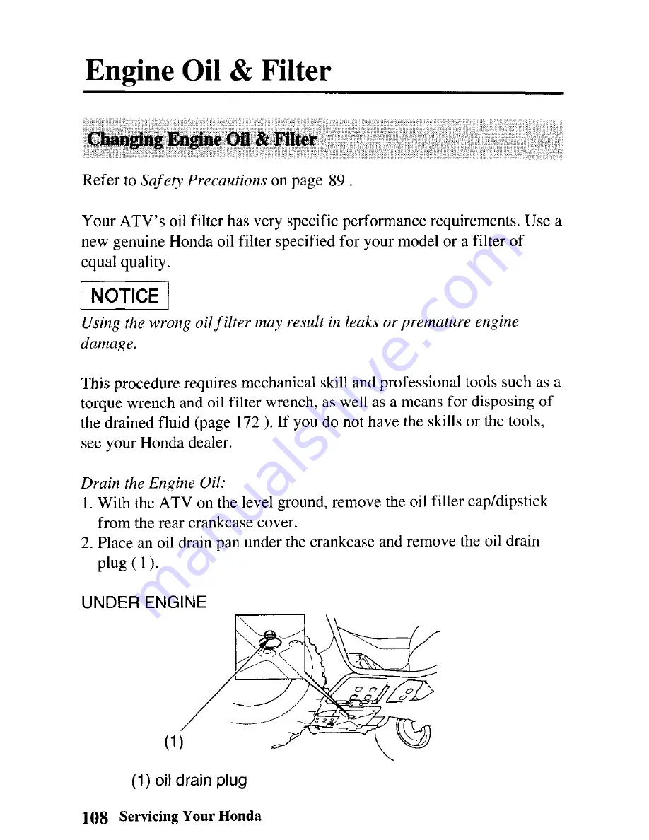 Honda 2004 TRX450FE Fourtrax Foreman FE Owner'S Manual Download Page 117