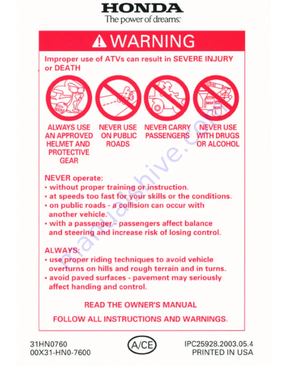 Honda 2004 TRX450FE Fourtrax Foreman FE Owner'S Manual Download Page 249