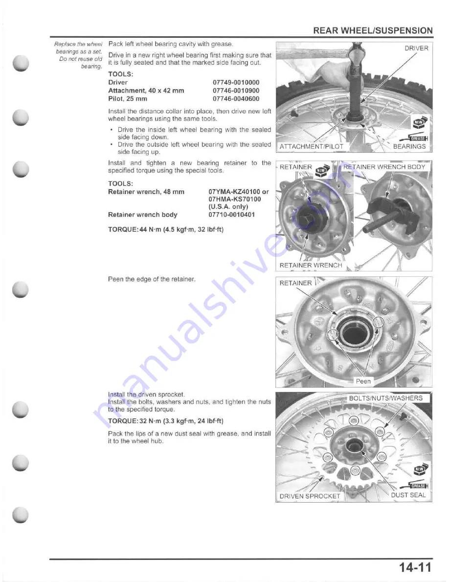 Honda 2010 CRF250R Service Manual Download Page 355