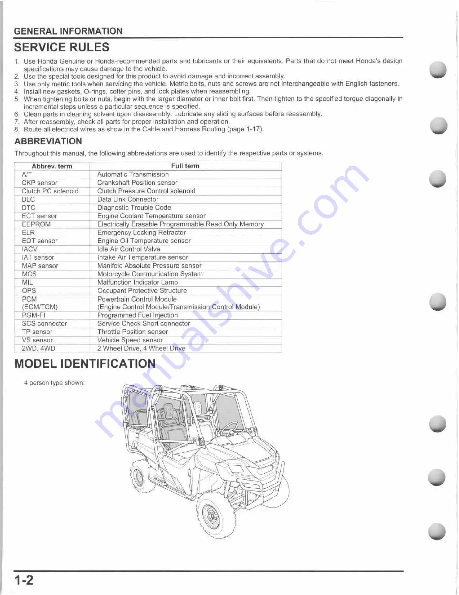 Honda 2014 SXS700M2 Service Manual Download Page 8