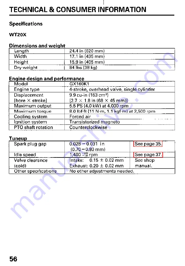 Honda and WT40X Owner'S Manual Download Page 58