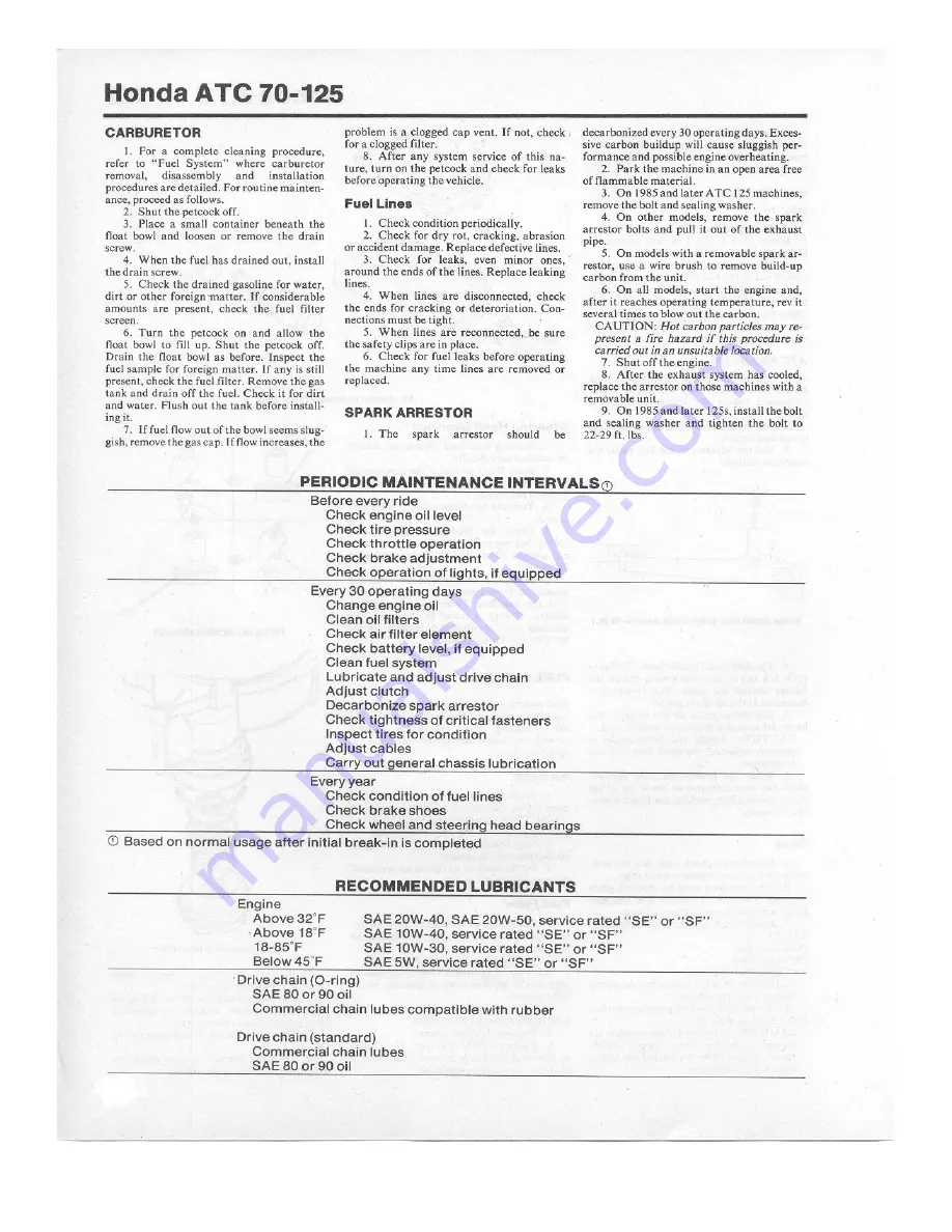 Honda ATC 110 Service Manual Download Page 5