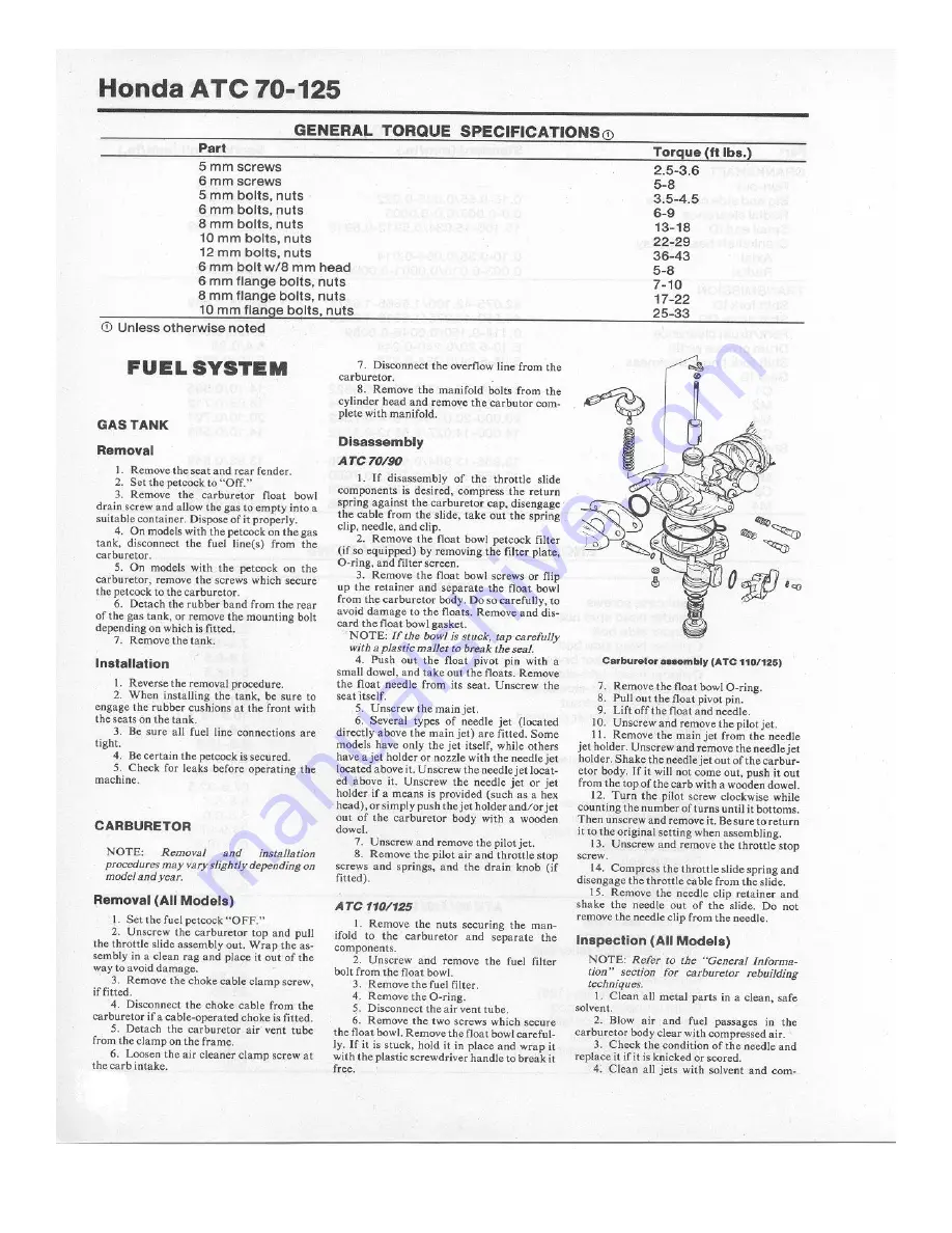 Honda ATC 110 Service Manual Download Page 23