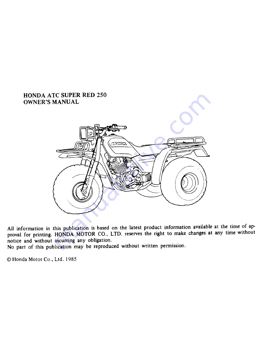 Honda ATC SUPER RED 250 Owner'S Manual Download Page 3