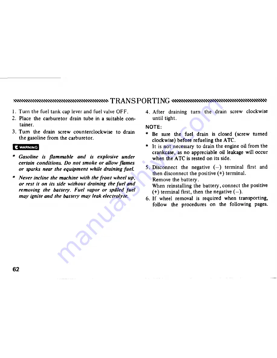 Honda ATC SUPER RED 250 Owner'S Manual Download Page 66