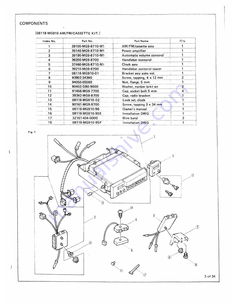 Honda AUDIO SYSTEM 1984 Goldwing GL1200 Instruction Manual Download Page 3