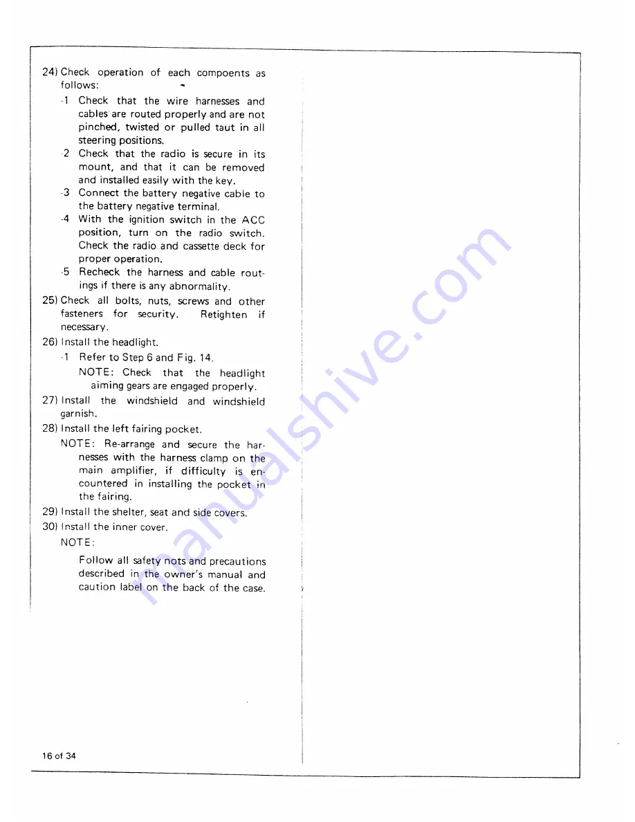 Honda AUDIO SYSTEM 1984 Goldwing GL1200 Instruction Manual Download Page 16