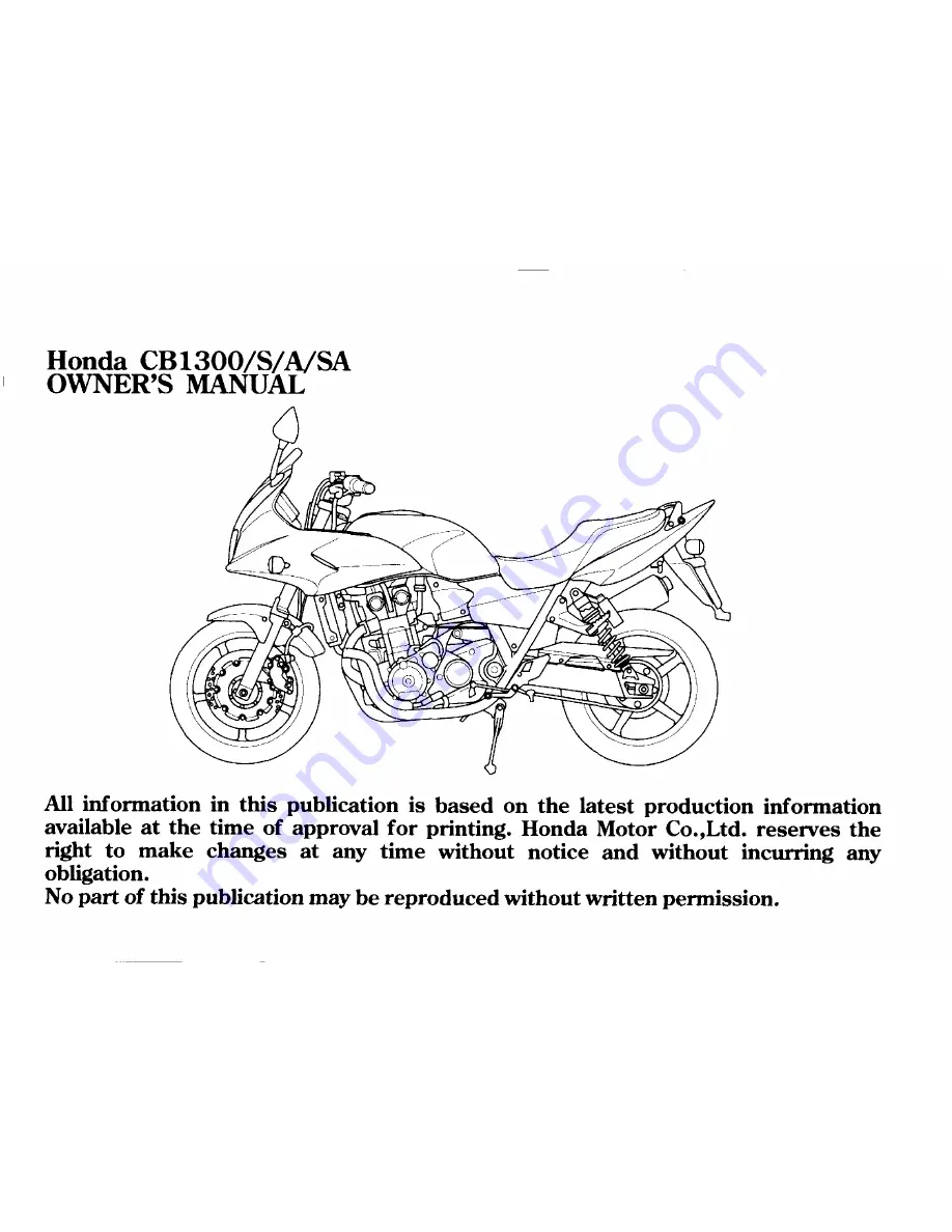 Honda CB1300 Owner'S Manual Download Page 5