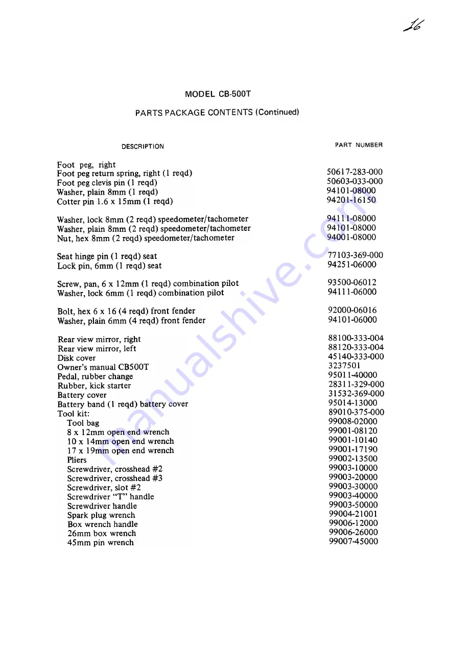 Honda CB500T Set-Up & Workshop Manual Download Page 16