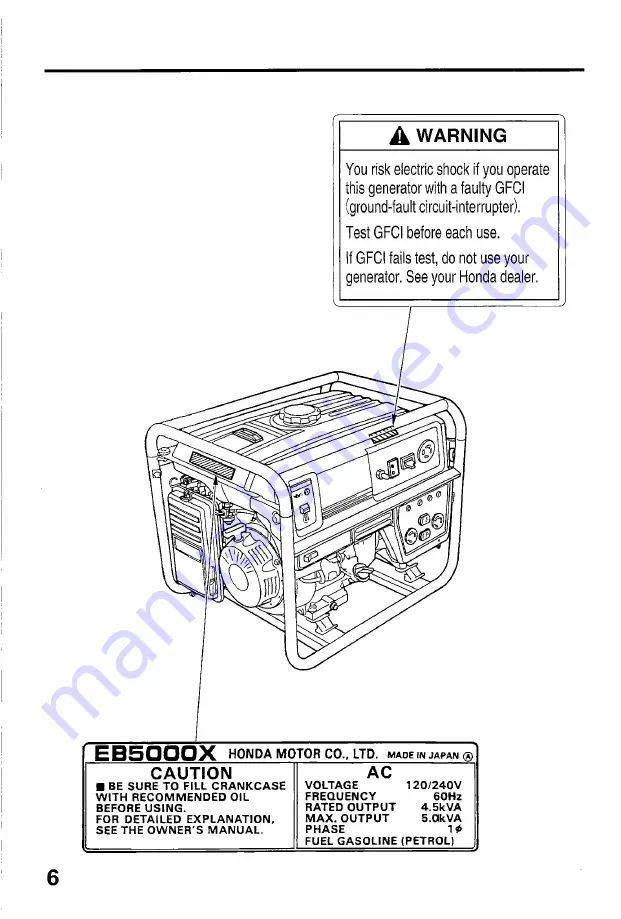 Honda EB5000X Скачать руководство пользователя страница 8