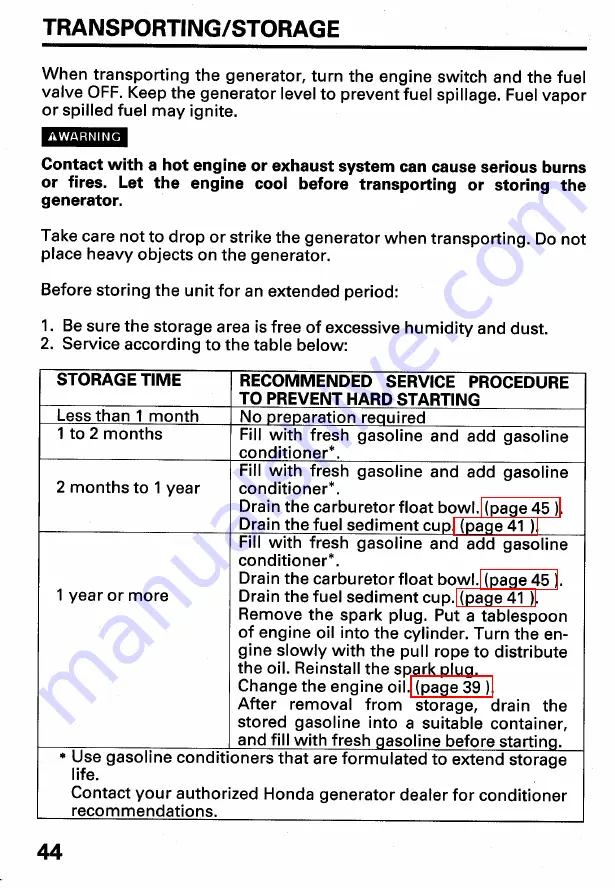 Honda EB6500SX Owner'S Manual Download Page 46