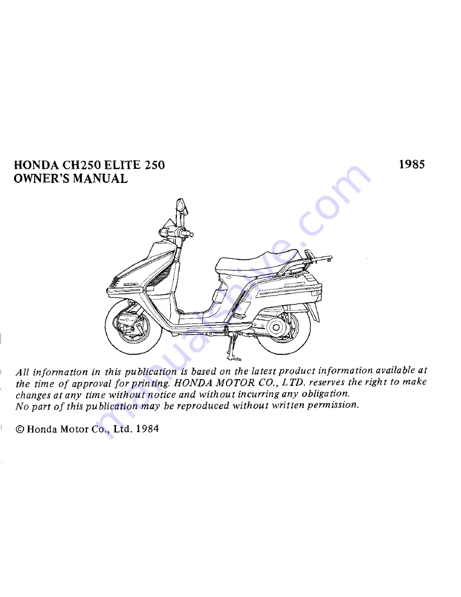 Honda Elite CH250 Скачать руководство пользователя страница 3