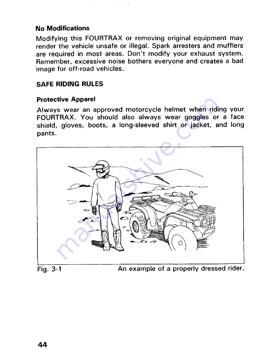 Honda Fourtax 300 4X4 1991 Owner'S Manual Download Page 48