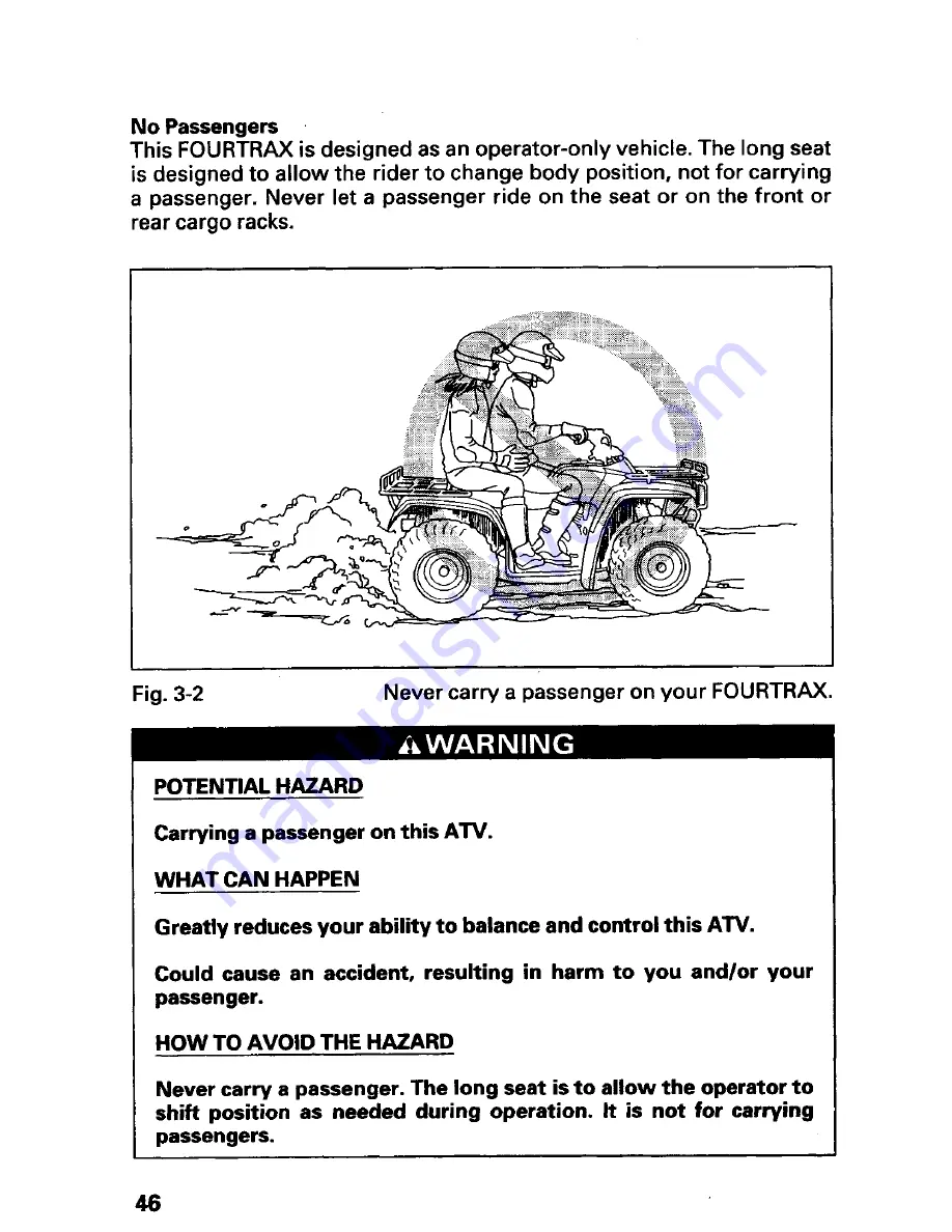 Honda Fourtrax 300 Owner'S Manual Download Page 50