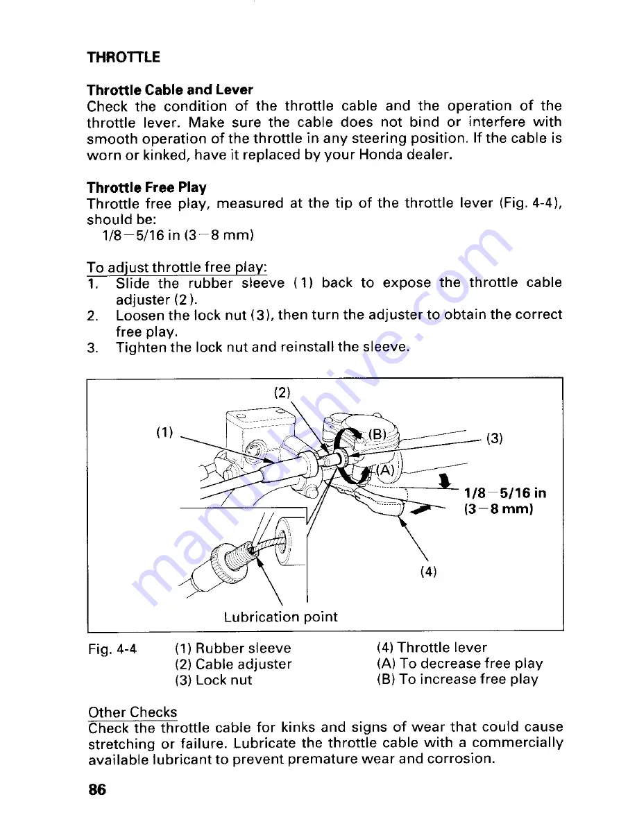 Honda Fourtrax 400EX 1999 Owner'S Manual Download Page 90