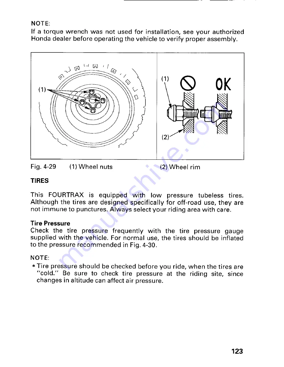 Honda Fourtrax 400EX 1999 Owner'S Manual Download Page 127